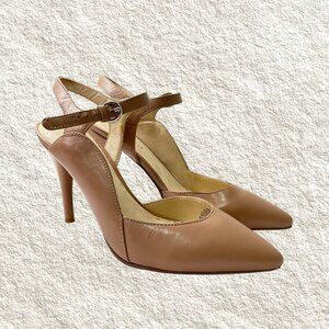 NINE WEST Women's Adron Patent Leather Bow Heels Size 6 Natural